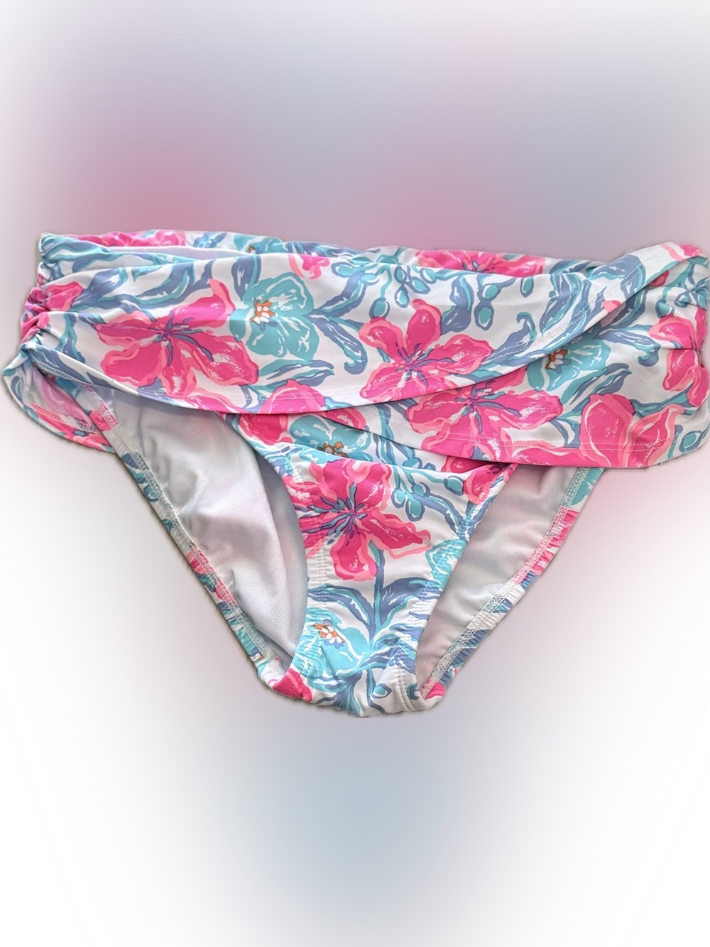 Lilly Pulitzer Pink & Aqua Floral Bikini Bottom, NWTs lagoon sarong hipster sz 4 - Picture 3 of 4